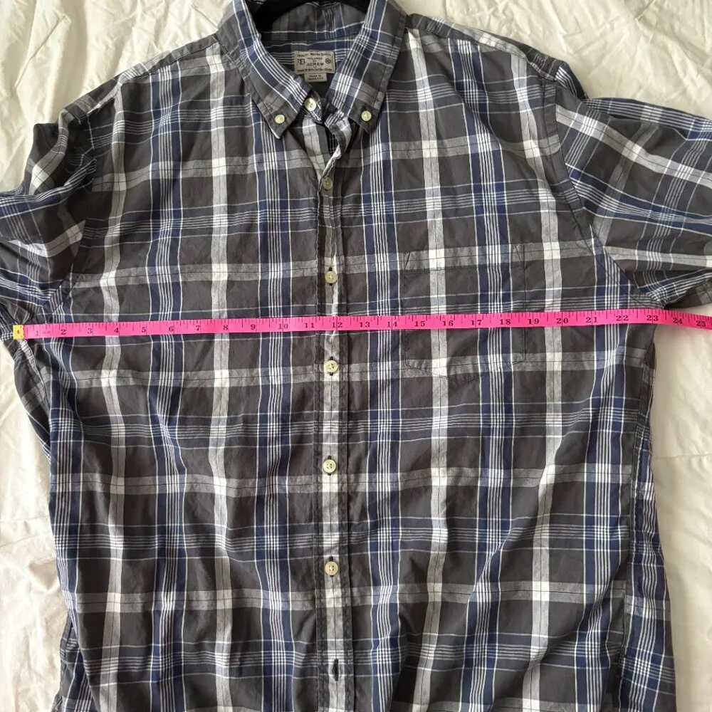 J.CREW Shirt Men's Black Blue Plaid Button Down Long Sleeve Dadcore Preppy XL